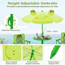 Gymax Picnic Table & Chair Set Collapsible Toddler Activity Table-Frog in Bright Green - thumbnail 6