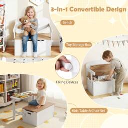 Havendro 3-in-1 Kids Convertible Desk Chair Activity Bench Set in White - thumbnail 5