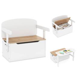 Havendro 3-in-1 Kids Convertible Desk Chair Activity Bench Set in White - thumbnail 1