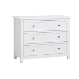 Melody Maison Large Scalloped 3 Drawer Chest Of Drawers & Pair Of Bedside Tables - Staunton White Range in Taupe
