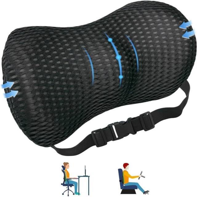 NESTLUNE Memory Foam Lumbar Support Pillow Lower Back Pain in Black - Size: Cot - image 1