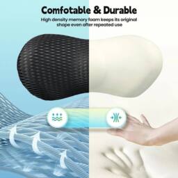 NESTLUNE Memory Foam Lumbar Support Pillow Lower Back Pain in Black - Size: Cot - thumbnail 6