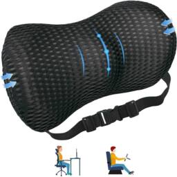 NESTLUNE Memory Foam Lumbar Support Pillow Lower Back Pain in Black - Size: Cot - thumbnail 1