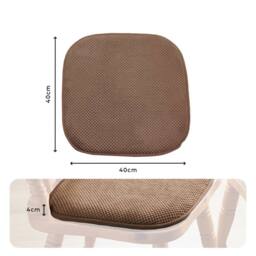 Coopers of Stortford Pack of 2 Memory Foam Dining Chair Seat Pads - Chenille, Non-Slip Back in Brown - Size: 40 cm x 40 cm - thumbnail 5