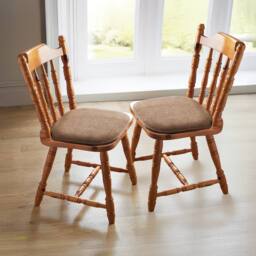 Coopers of Stortford Pack of 2 Memory Foam Dining Chair Seat Pads - Chenille, Non-Slip Back in Brown - Size: 40 cm x 40 cm