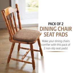 Coopers of Stortford Pack of 2 Memory Foam Dining Chair Seat Pads - Chenille, Non-Slip Back in Brown - Size: 40 cm x 40 cm - thumbnail 2