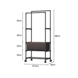 EONLION B Metal Clothes Rail Rolling Garment Shelf Hanging Rack Display Stand in Black - Size: 500mm - thumbnail 2
