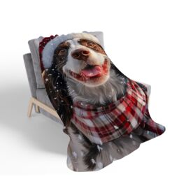 Warren Reed - Designer Christmas Springer Spaniel Sherpa Blanket in Brown - Size: Large - thumbnail 2