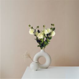 Pegdev Pack of 6 Cream Dahlia PomPom Stems 75cm Silk Flowers - thumbnail 3