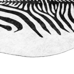Berkfield Home Rug Black & White 120x170 cm Zebra Pattern Washable Anti Slip - Size: 100 cm diameter - thumbnail 6