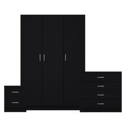 Home Discount Vida Designs Riano 3Pc Bedroom Set - 2 Drawer Bedside, 3 Door Wardrobe in Black - thumbnail 8