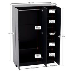 Home Discount Vida Designs Riano 3Pc Bedroom Set - 2 Drawer Bedside, 3 Door Wardrobe in Black - thumbnail 7
