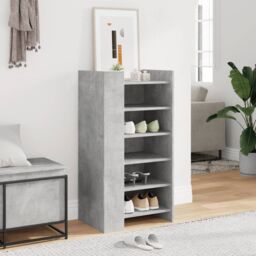 Berkfield Home Shoe Cabinet Concrete Grey 52x37.5x100 cm Engineered Wood - thumbnail 3