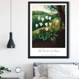 ARTZE Vintage Floral Exhibition - Cyclamen Flowers Framed Print SIZE: A2 with Black Frame in Green - Size: A3 - thumbnail 2