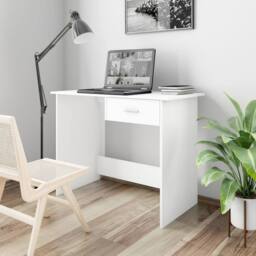 Berkfield Home Desk White 100x50x76 cm Engineered Wood - Size: 100 x 50 x 76 cm - thumbnail 2