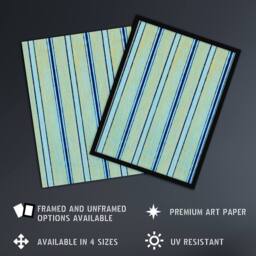 "Artery8 Blue Stripes Pattern Vintage Japan Wall Art Print Korin - Size: W12"" x H16""" - thumbnail 2