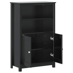 Berkfield Home Bathroom Cabinet BERG Black 69.5x34x110 cm Solid Wood Pine - thumbnail 4