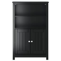 Berkfield Home Bathroom Cabinet BERG Black 69.5x34x110 cm Solid Wood Pine - thumbnail 3