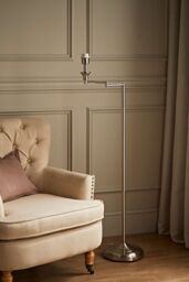ValueLights Sinatra Brushed Chrome Floor Lamp Base in Metallic Silver - thumbnail 1