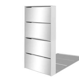 Berkfield Home Shoe Cabinet 4-Layer Mirror White 63x17x134 cm - Size: 63 x 17 x 134 cm - thumbnail 3