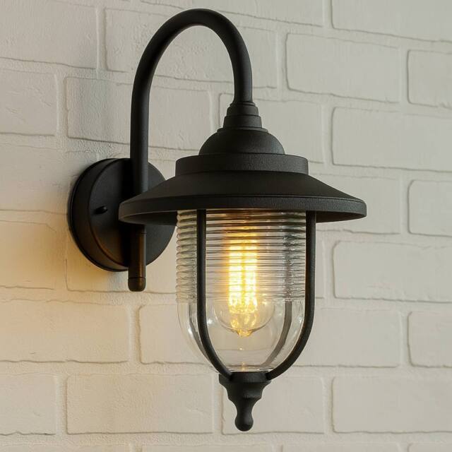 CGC Lighting Jemima Black Fisherman Hooked Outdoor Wall Lantern Light - image 1