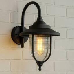 CGC Lighting Jemima Black Fisherman Hooked Outdoor Wall Lantern Light - thumbnail 1