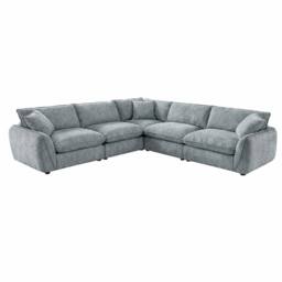 Furnishings For Less UK Berti Fabric Grey Modern L Shaped 5 Seater Corner Sofa - thumbnail 2