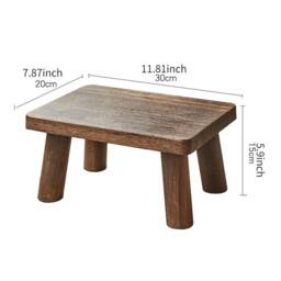 Nordara Deep Baked Wooden Rectangle Low Stool Footstool in Brown - Size: 0.6m2 - thumbnail 2