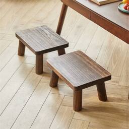 Nordara Deep Baked Wooden Rectangle Low Stool Footstool in Brown - Size: 0.6m2 - thumbnail 3