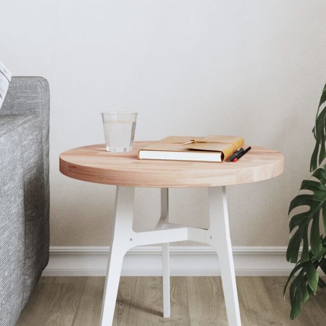 Berkfield Home Table Top Ã˜40x2.5 cm Round Solid Wood Beech in Brown - Size: 40x2.5 cm - image 1