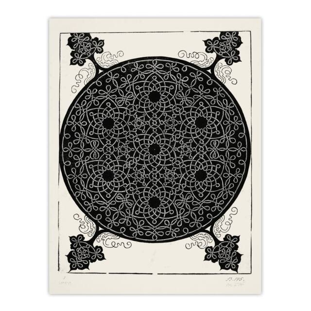 "Artery8 Knob with seven hexagonal stars Durer Wall Art Poster Print in White - Size: W12"" x H16""" - image 1