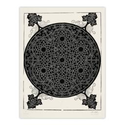 "Artery8 Knob with seven hexagonal stars Durer Wall Art Poster Print in White - Size: W12"" x H16""" - thumbnail 1