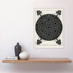 "Artery8 Knob with seven hexagonal stars Durer Wall Art Poster Print in White - Size: W12"" x H16""" - thumbnail 4