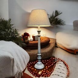 Minster Table Lamp & Shade - L20 x W20 x H60 cm in Grey - thumbnail 2