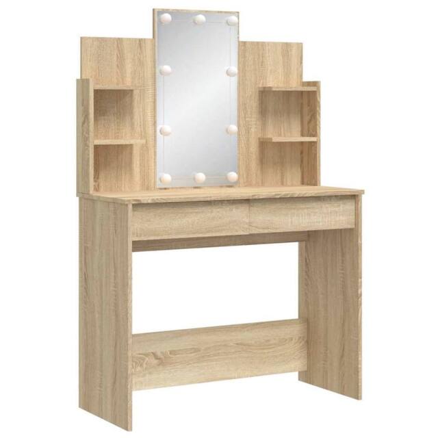 Berkfield Home Beautiful Dressing Table with LED Lights Sonoma Oak 96x40x142 cm in Light Brown - Size: 96 x 40 x 142 cm - image 1
