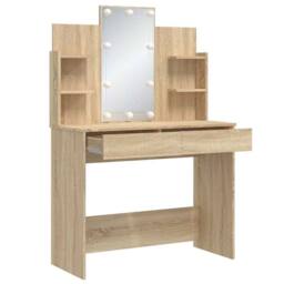 Berkfield Home Beautiful Dressing Table with LED Lights Sonoma Oak 96x40x142 cm in Light Brown - Size: 96 x 40 x 142 cm - thumbnail 4