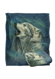 JQ Licensing Rl-Jp Howling Wolf Aurora Silky Touch Super Soft Throw Blanket 152 X 127 cm in White - thumbnail 2