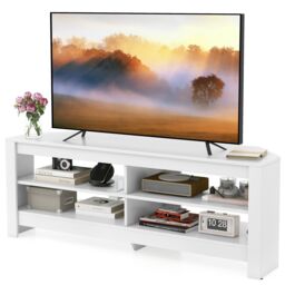"Costway Corner TV Stand with Power Outlet 3-Tier Entertainment Center for 60"" TV in White"