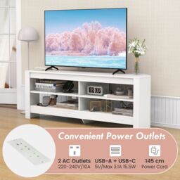 "Costway Corner TV Stand with Power Outlet 3-Tier Entertainment Center for 60"" TV in White" - thumbnail 5