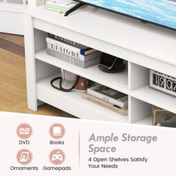 "Costway Corner TV Stand with Power Outlet 3-Tier Entertainment Center for 60"" TV in White" - thumbnail 6