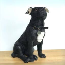 Animal Crackers Large Sitting Black Staffordshire Bull Terrier Figurine By Leonardo - thumbnail 1