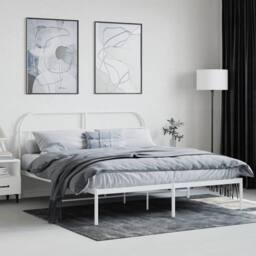 Berkfield Home Metal Bed Frame with Headboard White 180x200 cm Super King - thumbnail 3