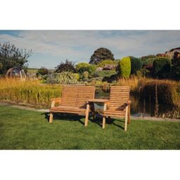 Churnet Valley Garden Furniture Ltd Valley Trio Set with Tray - Fully Assembled - Set of Cushions Inc in Brown - thumbnail 2