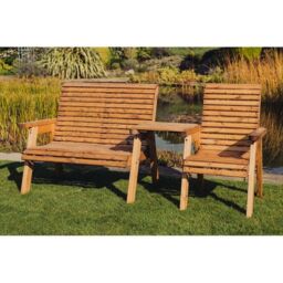 Churnet Valley Garden Furniture Ltd Valley Trio Set with Tray - Fully Assembled - Set of Cushions Inc in Brown - thumbnail 1