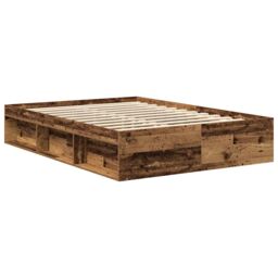Berkfield Home Bed Frame without Mattress Old Wood 140x190cm Engineered Wood in Brown - Size: 140x190 cm - thumbnail 4
