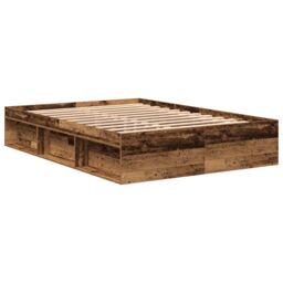 Berkfield Home Bed Frame without Mattress Old Wood 140x190cm Engineered Wood in Brown - Size: 140x190 cm - thumbnail 7