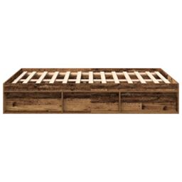 Berkfield Home Bed Frame without Mattress Old Wood 140x190cm Engineered Wood in Brown - Size: 140x190 cm - thumbnail 6