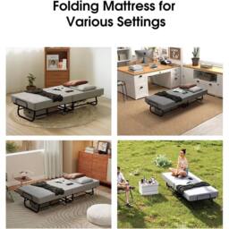Kelvenix Portable Fold Up Guest Bed with Memory Foam Mattress & Wheels in Grey - thumbnail 6
