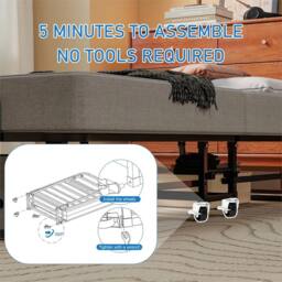 Kelvenix Portable Fold Up Guest Bed with Memory Foam Mattress & Wheels in Grey - thumbnail 4