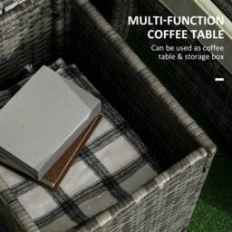 Wyld Haus Nola Nora 3 Piece Mixed Grey Rattan Bistro Set 72L Storage Table and in Orange - thumbnail 5